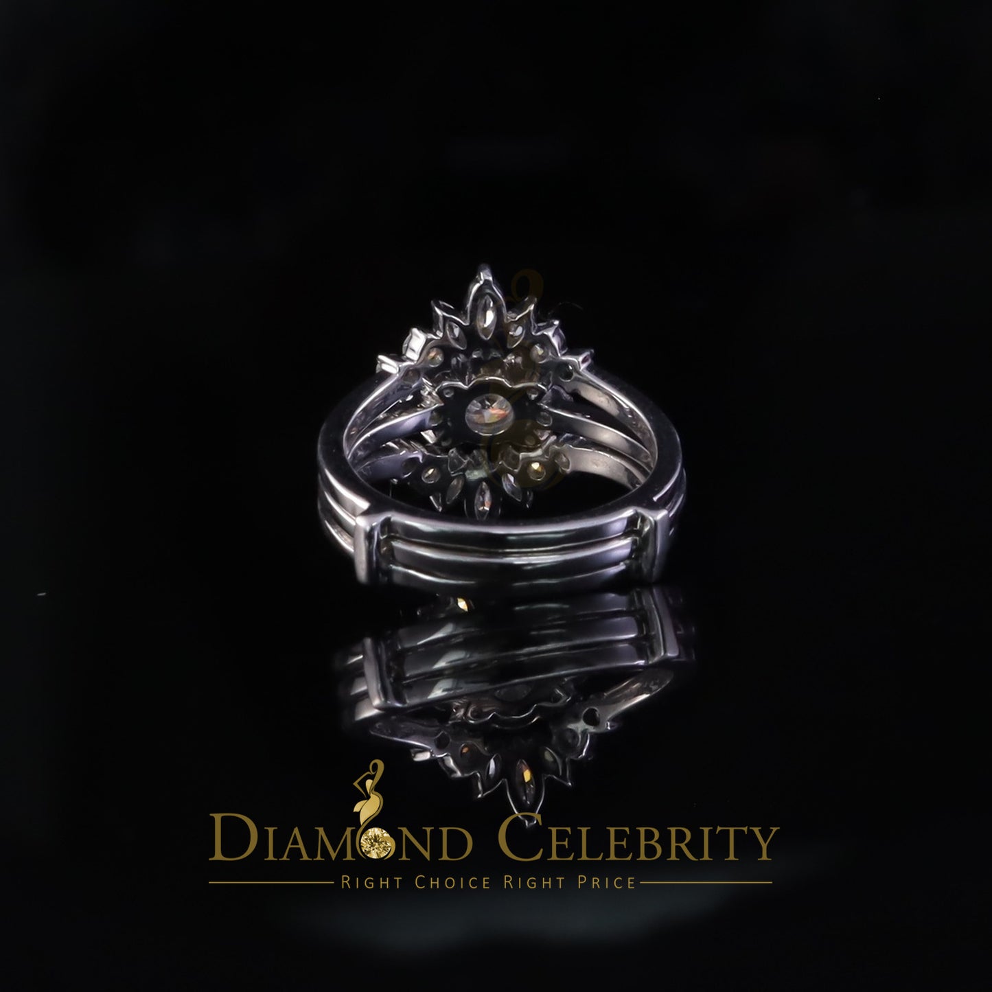 DiamondCelebritees Women 925 Silver White 1.25ct VVS D Solitaire Moissanite Bridal Insert Ring SZ 7