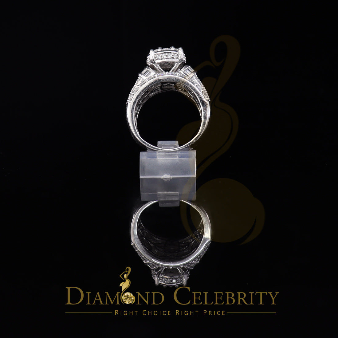 DiamondCelebritees Sterling Silver Round Cubic Zirconia 13.20ct Wedding White Womens Ring SIZE 9