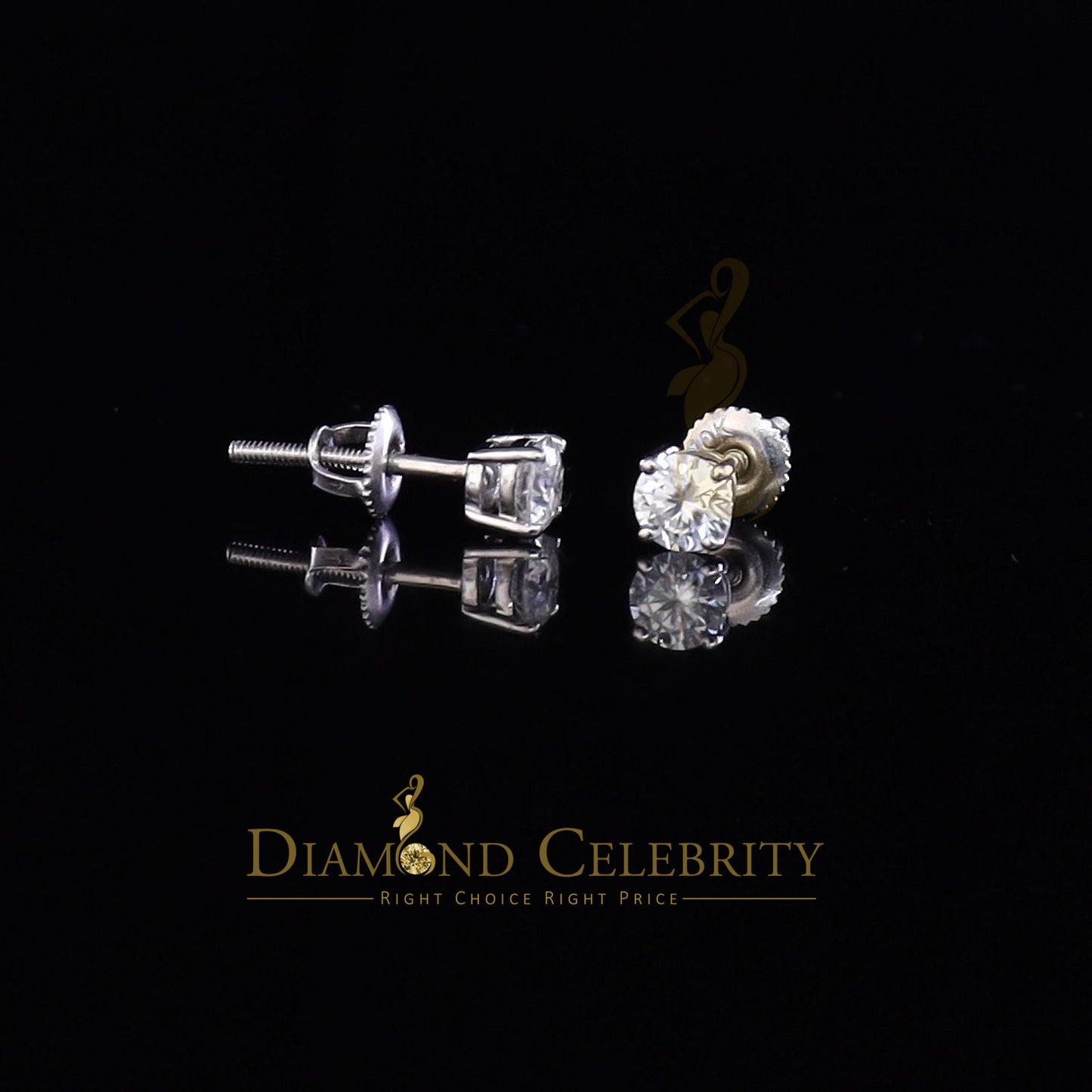 Diamondcelebritees Round 0.50ct VVS 'D' Moissanite Men's/Womens 925 Silver White Stud Earrings