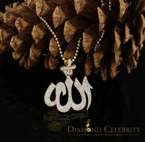 DiamondCelebritees Promising Yellow Sterling Silver Allah Shape Pendant with 2.77ct Cubicn Zirconia