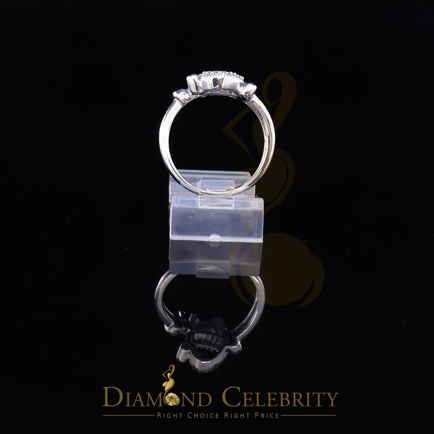 DiamondCelebritees 0.10 CT Real Diamond Womens Silver 925 Sterling White Silver Heart Ring Size 7