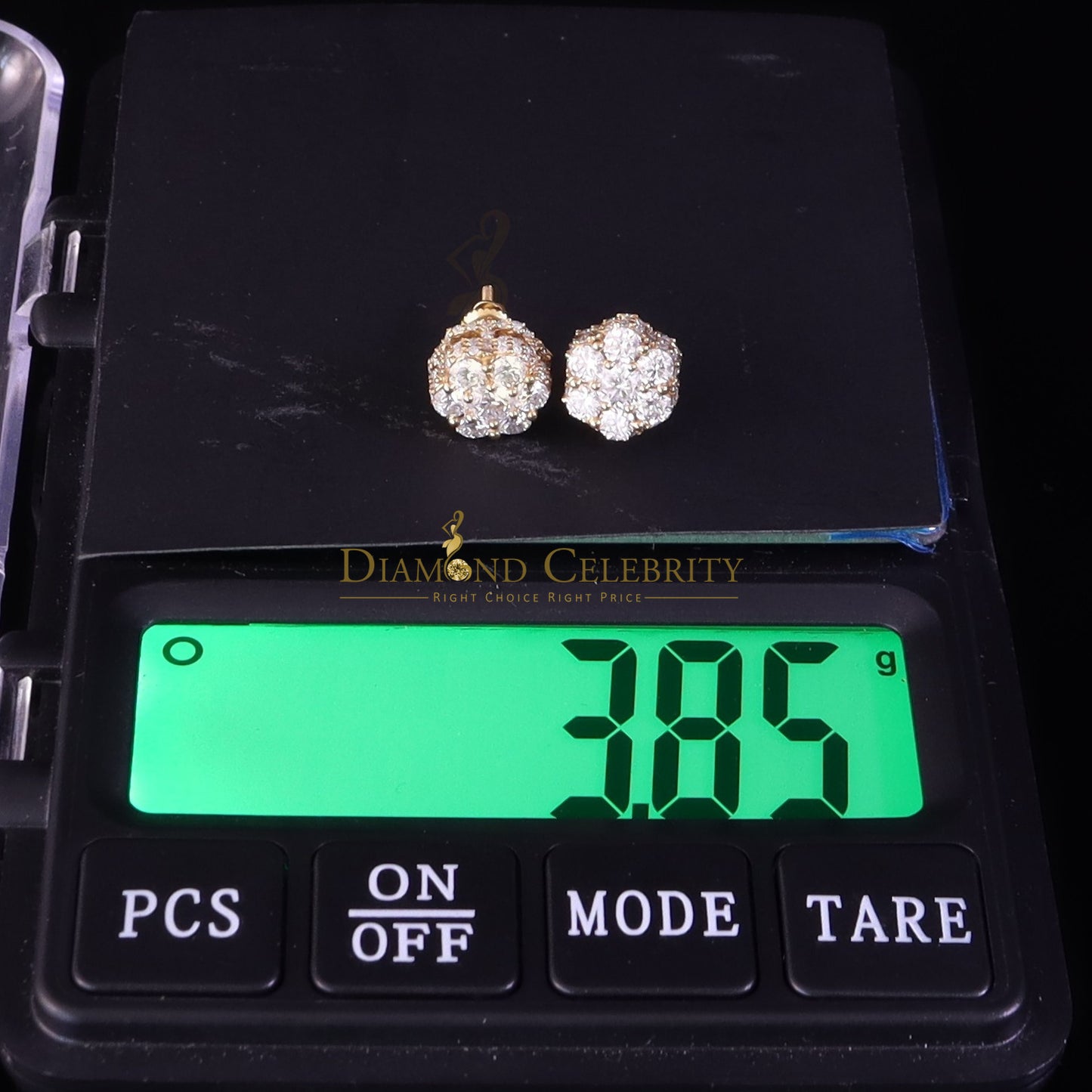 DiamondCelebritees Men's/Women's 925 Silver Yellow 2.00ct VVS 'D' Moissanite Floral Stud Earrings