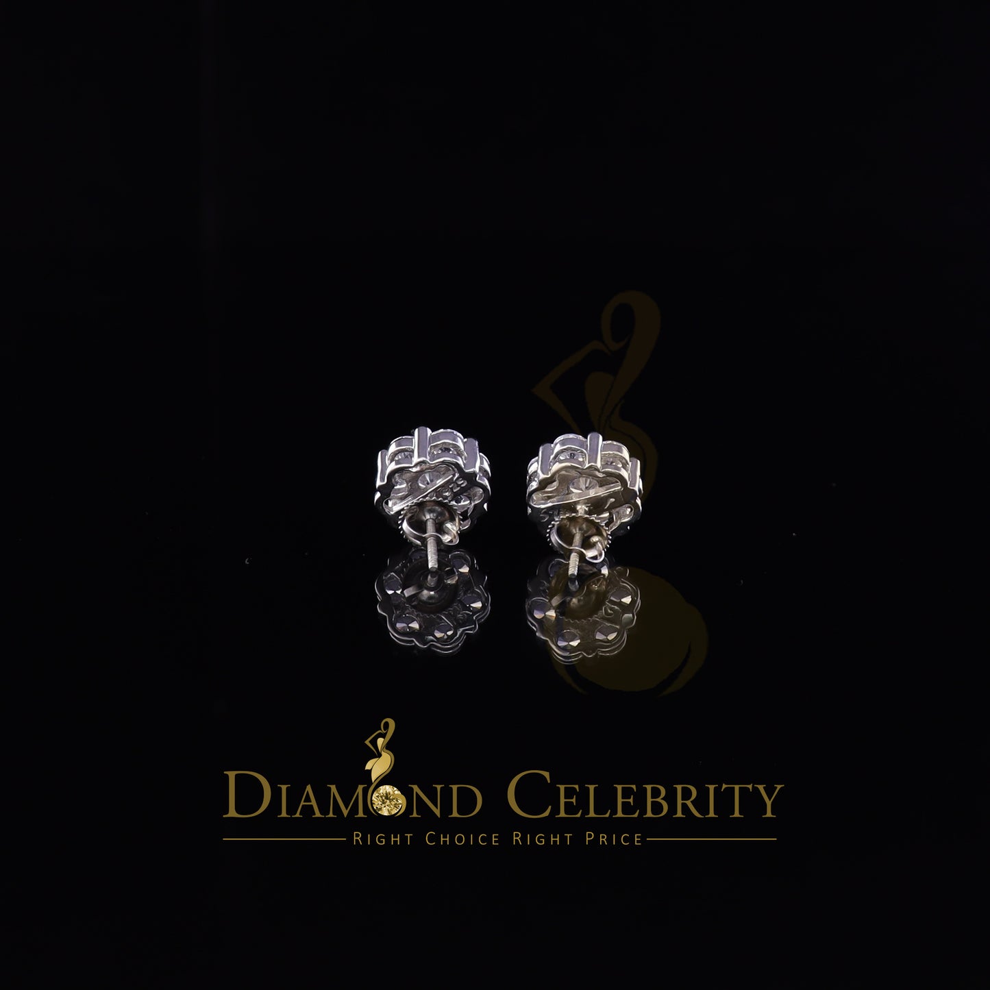 DiamondCelebritees 925 Silver White 1.56ct Cubic Zirconia Hip Hop Floral Women's & Men's Earrings