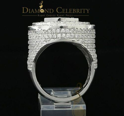 DiamondCelebritees White Sterling Silver11.50ct Cubic Zirconia Men's Adjustable Ring From SZ 9 to11