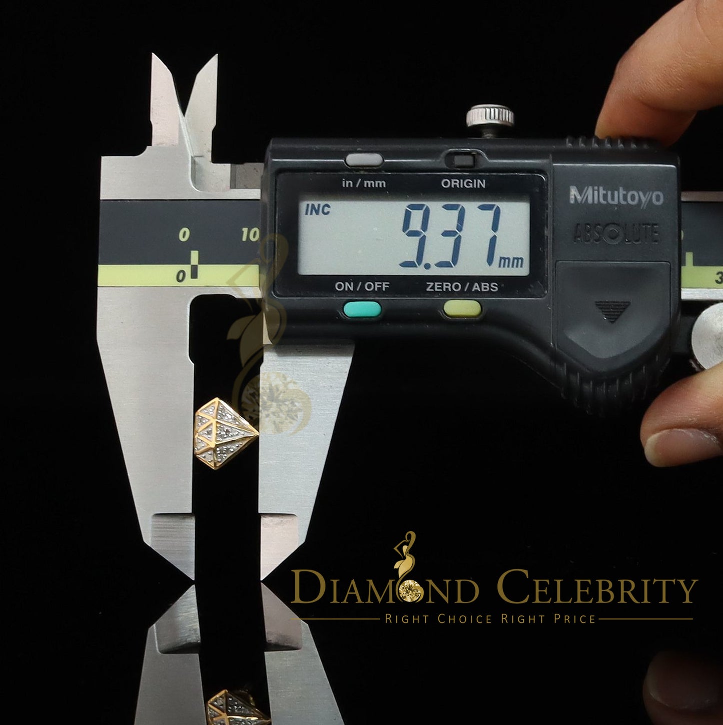 DiamondCelebritees 925 Sterling Silver Diamond 0.10ct Yellow For Men's/Womens Hip Hop Stud Earring