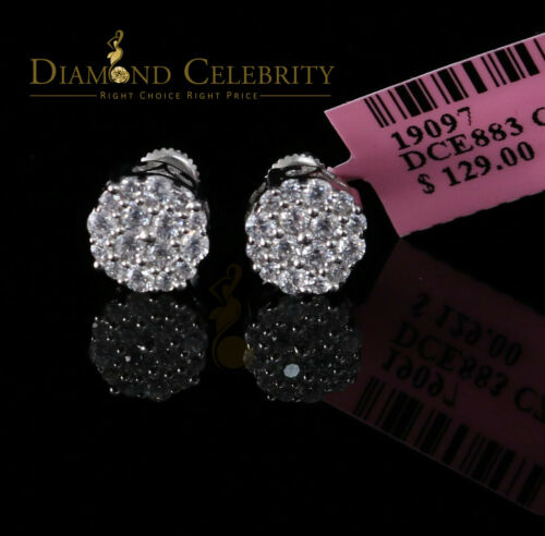 DiamondCelebritees 925 White Silver Sterling 0.87ct Cubic Zirconia Round Women's Stud Earrings