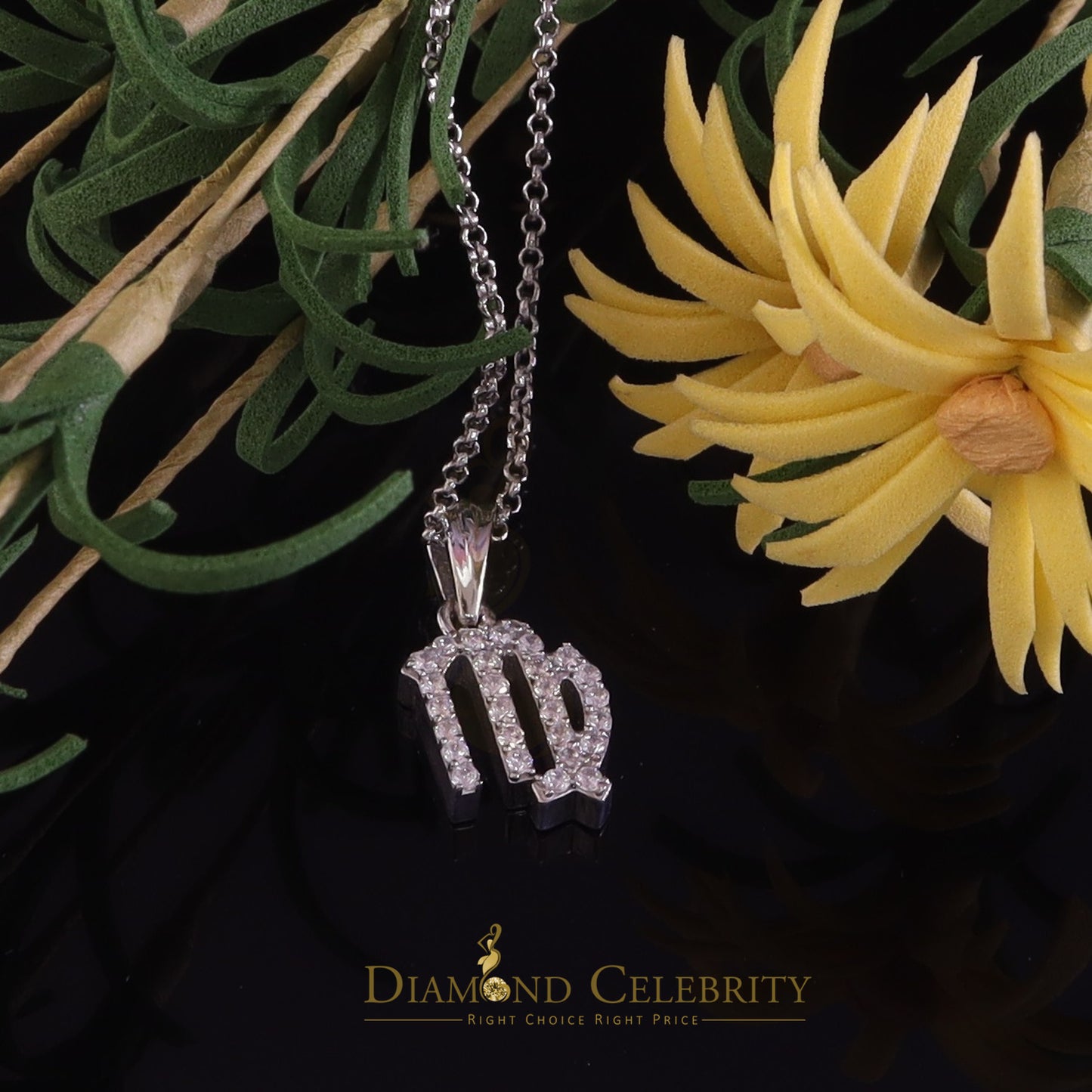 DiamondCelebritees 0.68ct Cubic Zirconia Silver White VIRGO SEPTEMBER Month Pendant Men & Women