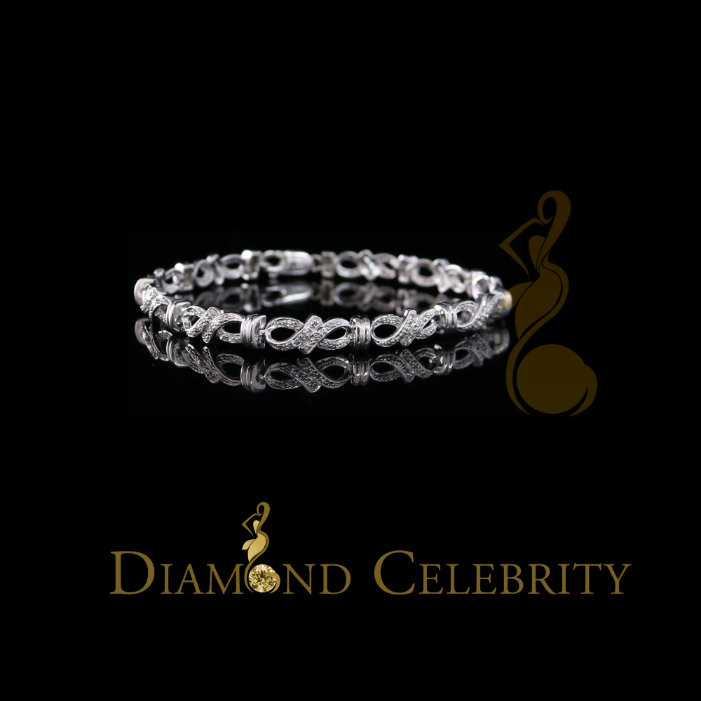 Diamondcelebritees 925 Sterling Silver White Bracelete Size 7 Inch with 0.22CT Genuine Diamonds