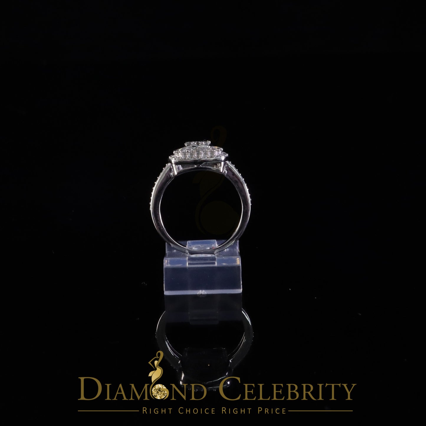 DiamondCelebritees Square 925 White Silver 1.00ct VVS 'D' Baguette Moissanite Rings Womens Size 7