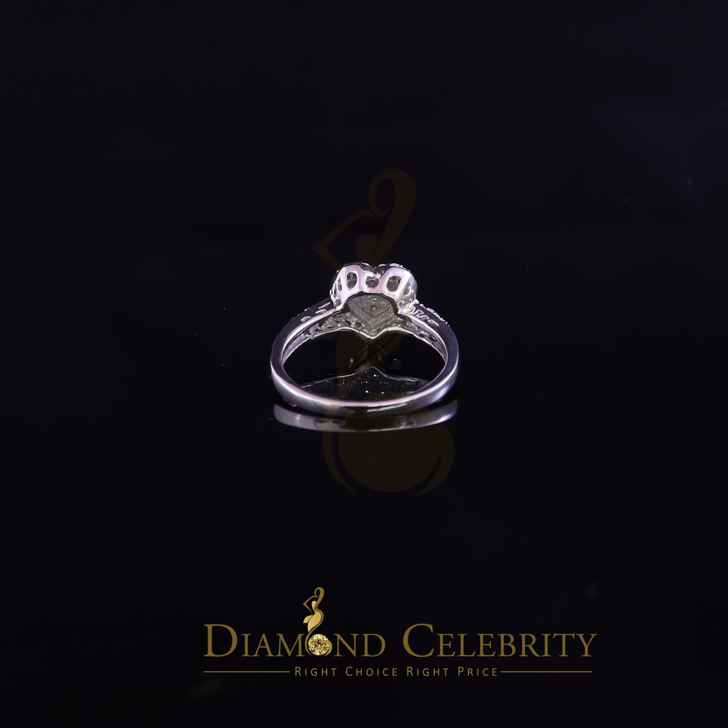 DiamondCelebritees 925 Silver 0.59ct Shiny Cubic Zirconia White Heart Engagement Womens Ring Size 7