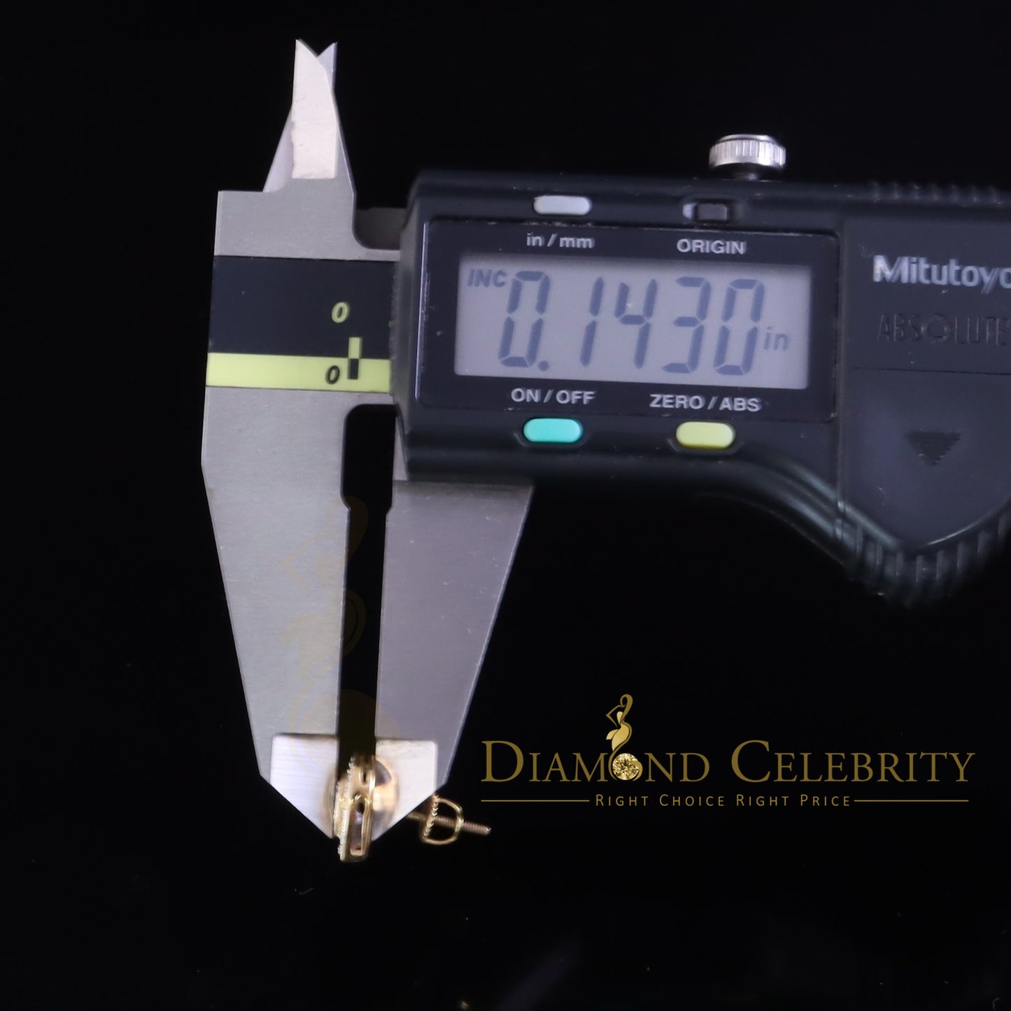 DiamondCelebriteesReal 10K Yellow Gold Heart Stud Earring with 0.25CT Diamond For Women And Men