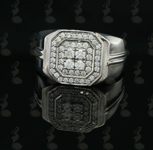 DiamondCelebritees Men's 925 Sterling White Silver Octagon 1.50ct Cubic Zirconia Ring Size 12