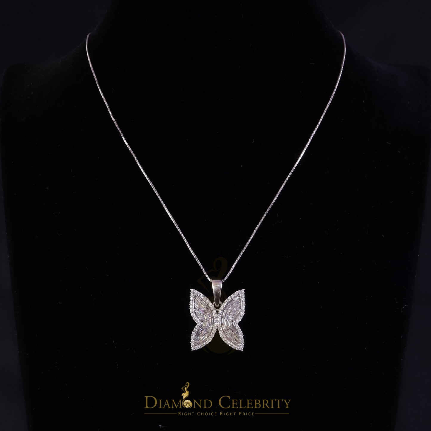 Diamondcelebritees Men's/Womens 925 Silver White 1.50ct VVS 'D' Moissanite Butterfly Pendant
