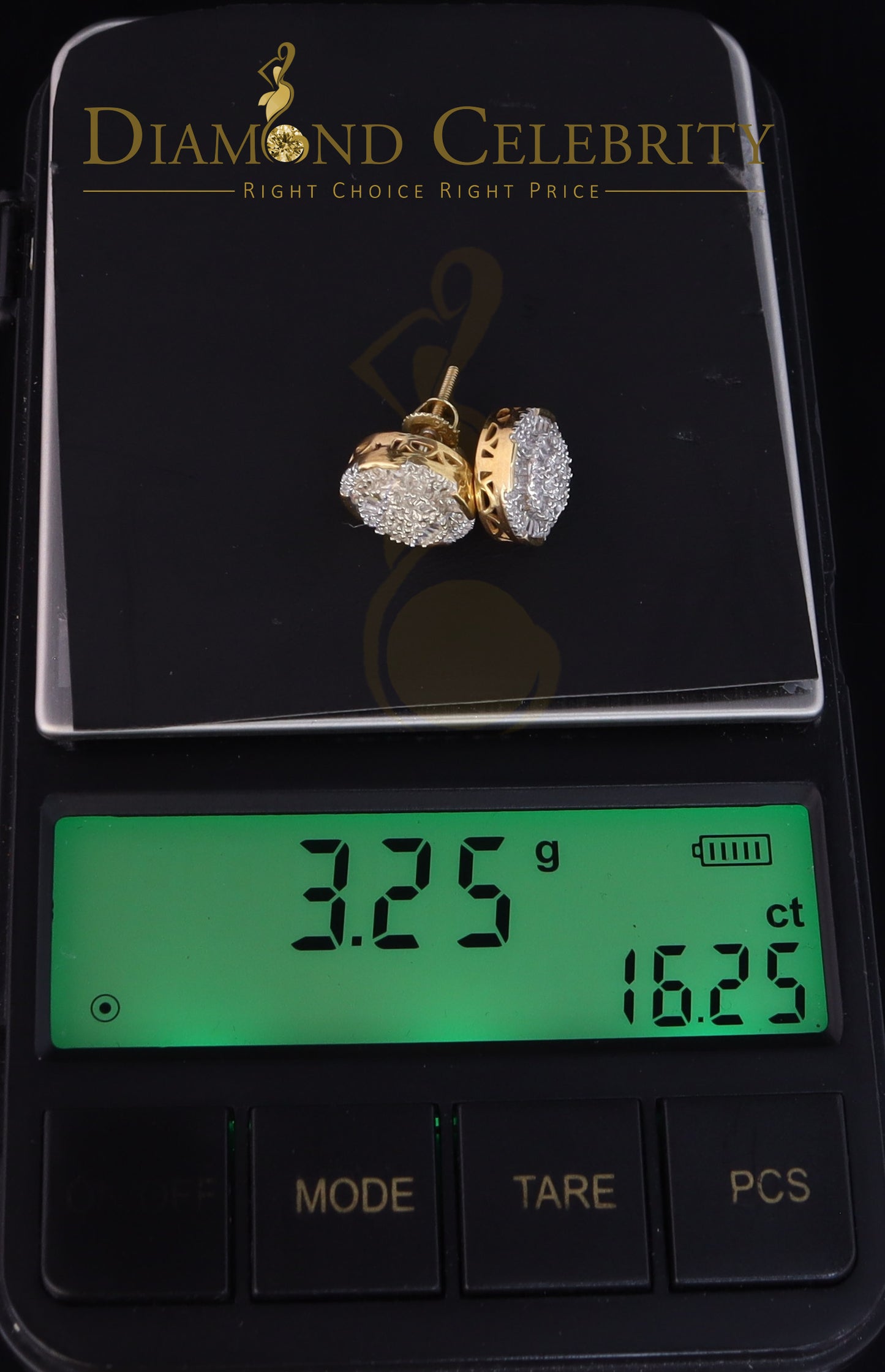 DiamondCelebritees 925 Sterling Yellow Silver 0.96ct Cubic Zirconia Round Womens Stud Earrings