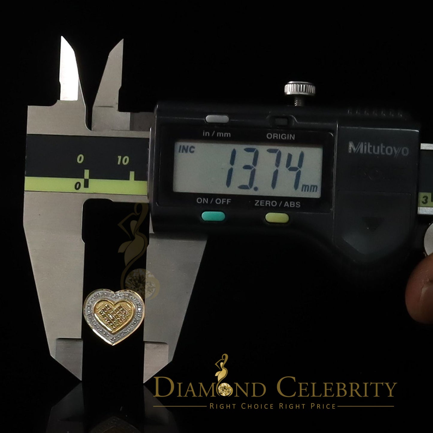 DiamondCelebritees Aretes Para Hombre Heart 925 Yellow Silver 0.30ct Diamond Women's /Men's Earring