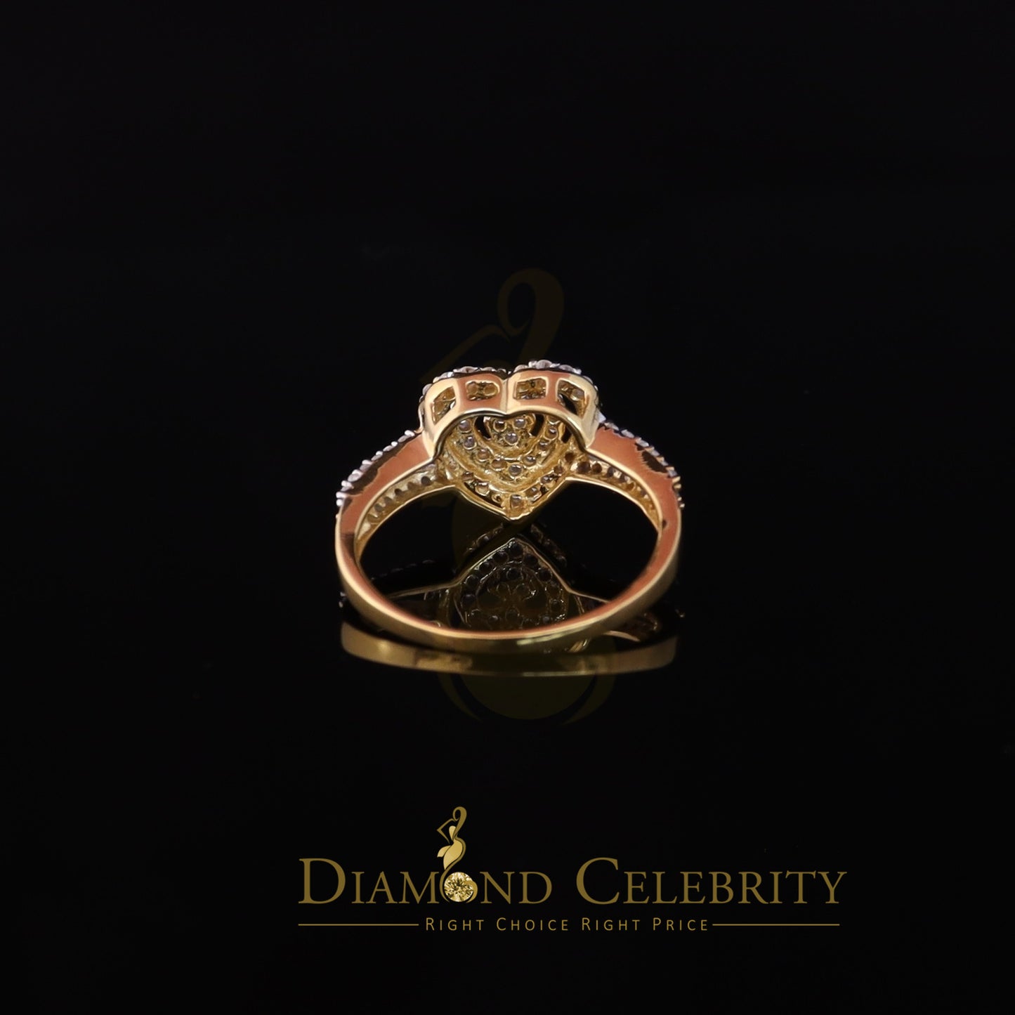 DiamondCelebritees 0.63ct Cubic Zirconia 925 Silver Shiny Yellow Heart Engagement Womens Ring SZ 7