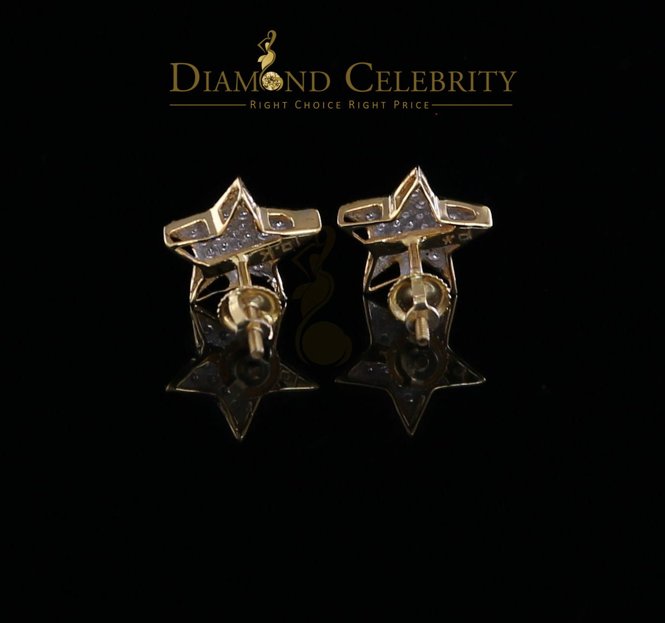DiamondCelebritees10K Real Yellow Gold Real Diamond 0.50CT Men's/Women's shape Star Stud Earrings