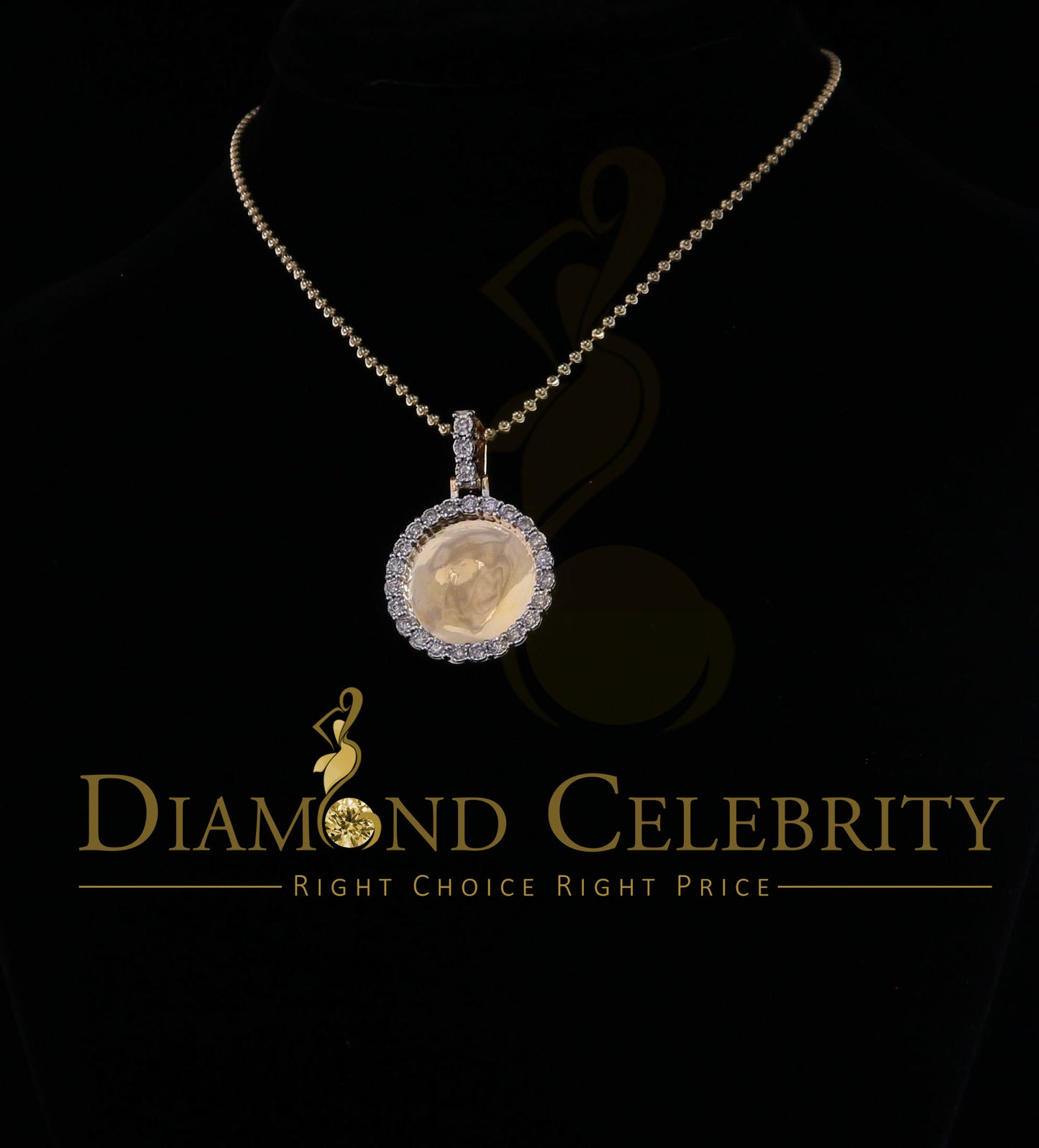 DiamondCelebritees Real 0.50ct Diamond Sterling Silver 1" PICTURE Charm FAshion Yellow Pendant