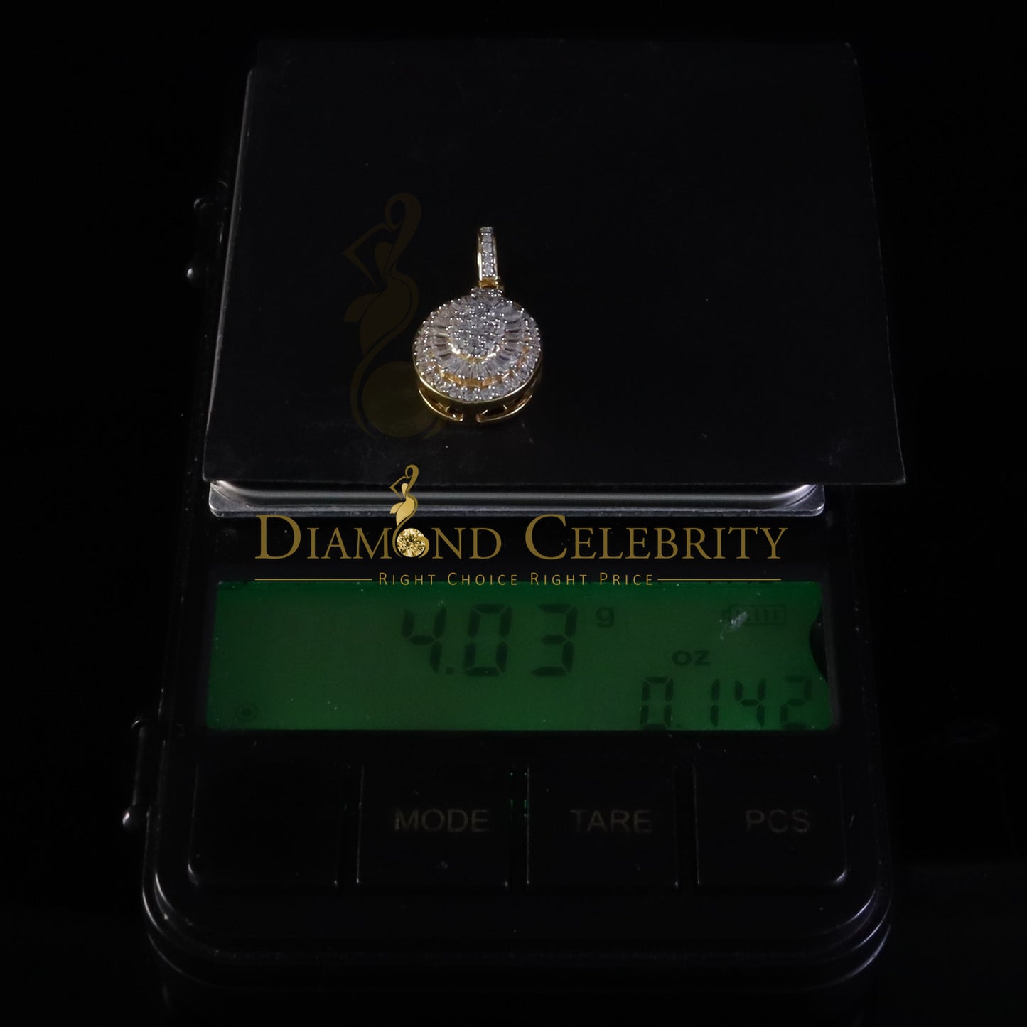 Diamondcelebritees Moissanite Oval Pendant 1.00ct VVS D Bagutte for Womens 925 Yellow Silver