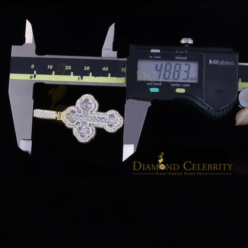 Diamondcelebritees New Yellow Buttony Cross 925 Silver 4.50ct VVS D Moissanite Pendant Men's/Womens