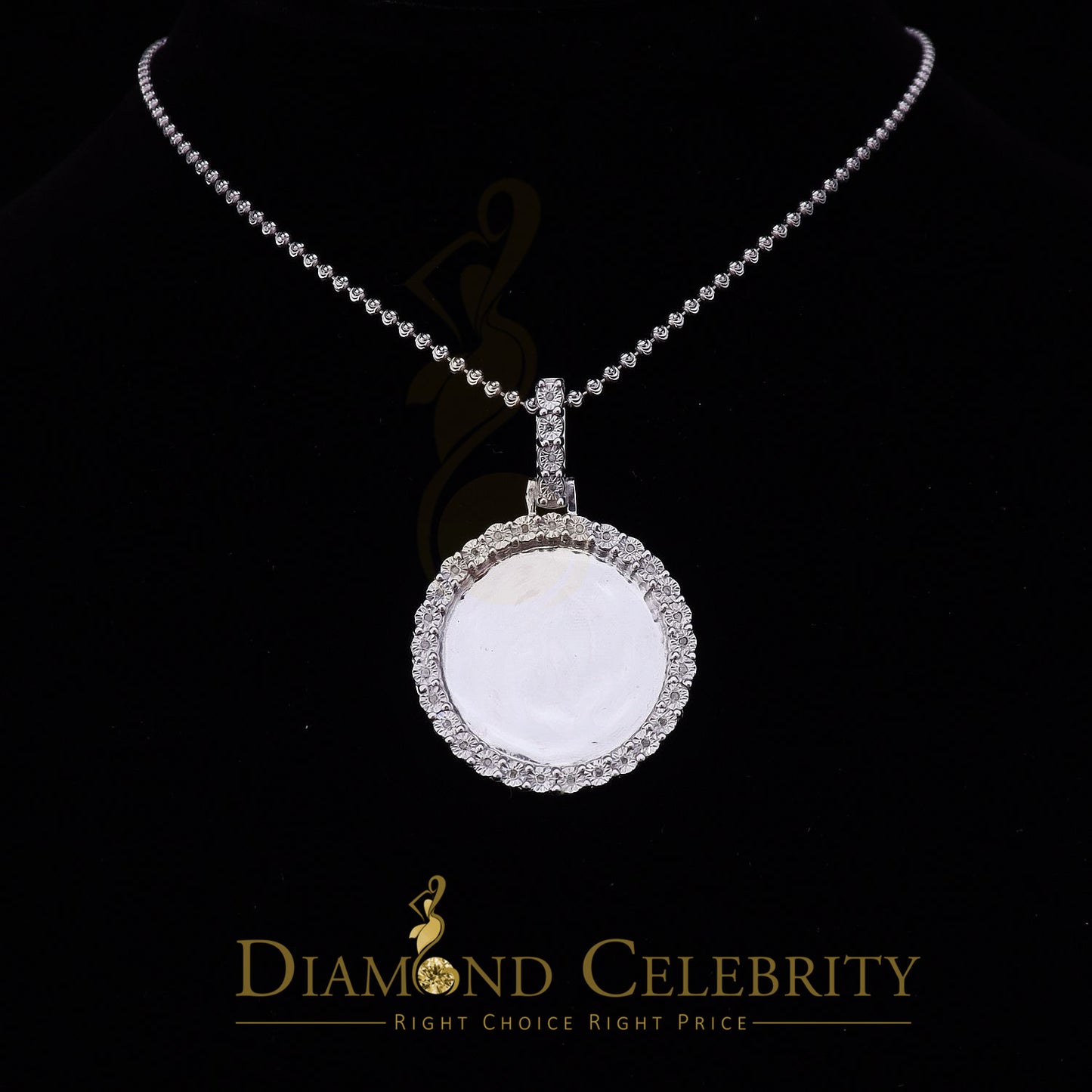 DiamondCelebritees Real 0.50ct Diamond 925 Sterling Silver 1.25" PICTURE Fashion White Pendant