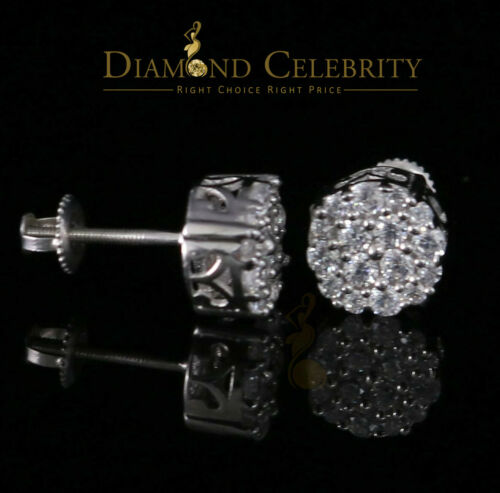 DiamondCelebritees 925 White Silver Sterling 0.87ct Cubic Zirconia Round Women's Stud Earrings