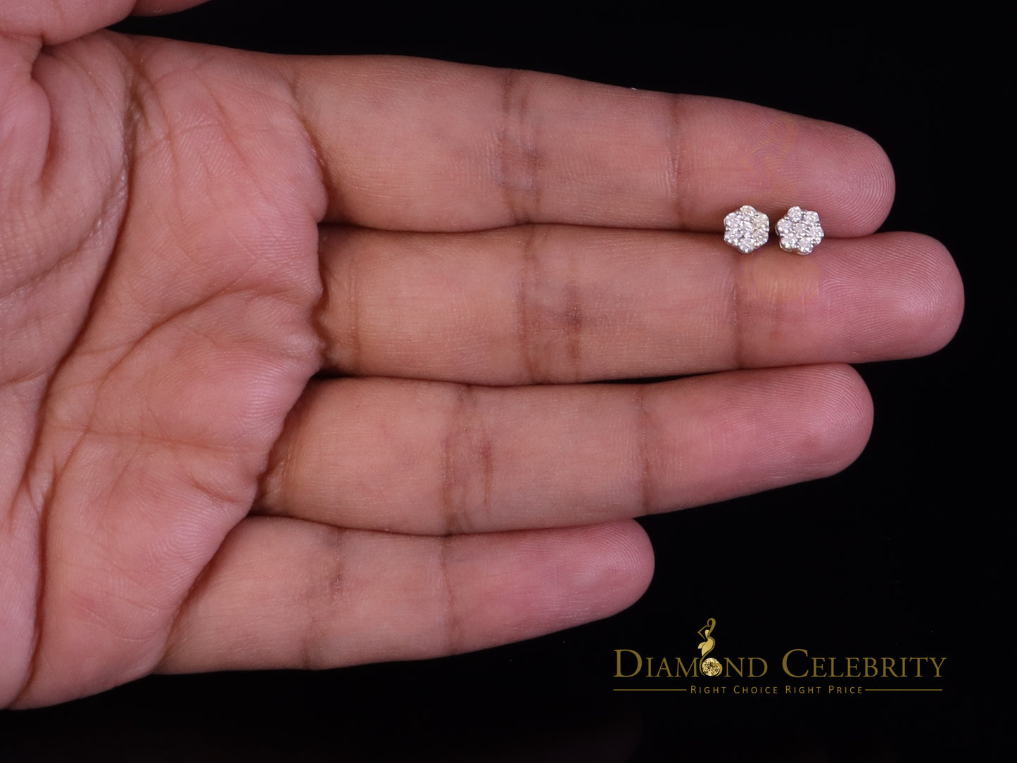 Diamondcelebritees Men's/Womens 925 Silver White 0.25ct VVS 'D' Moissanite Floral Stud Earrings
