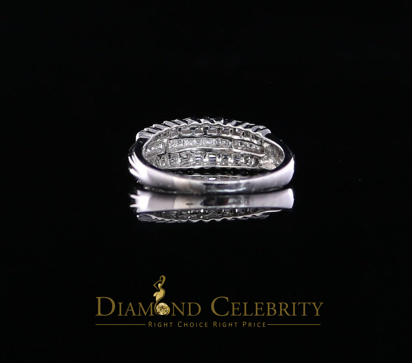 DiamondCelebritees Real 10 kt White Gold with 0.50 CT Genuine Diamond Round Bugget Ring Size 7