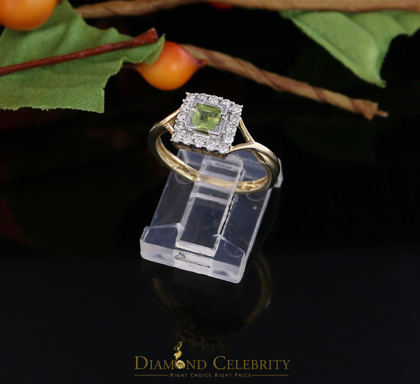DiamondCelebritees Real 14 kt Yellow Gold 0.25 CT Real Diamond SQUARE Shape Womens Ring Size 6.5