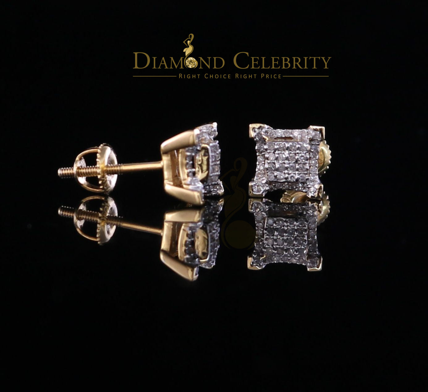 DiamondCelebritees10K Real Yellow Gold Real Diamond 0.20CT Men's/Women's Stud Micro Earring