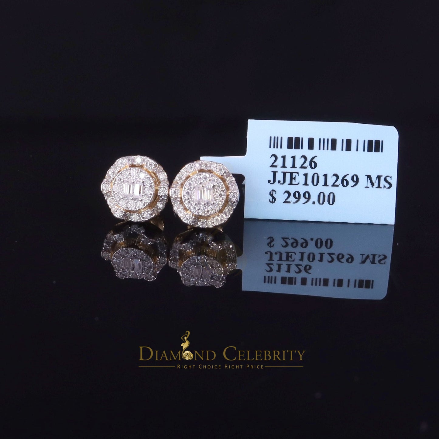 DiamondCelebritees 0.50ct VVS 'D' Moissanite Men's/Womens 925 Silver Yellow Round Stud Earrings
