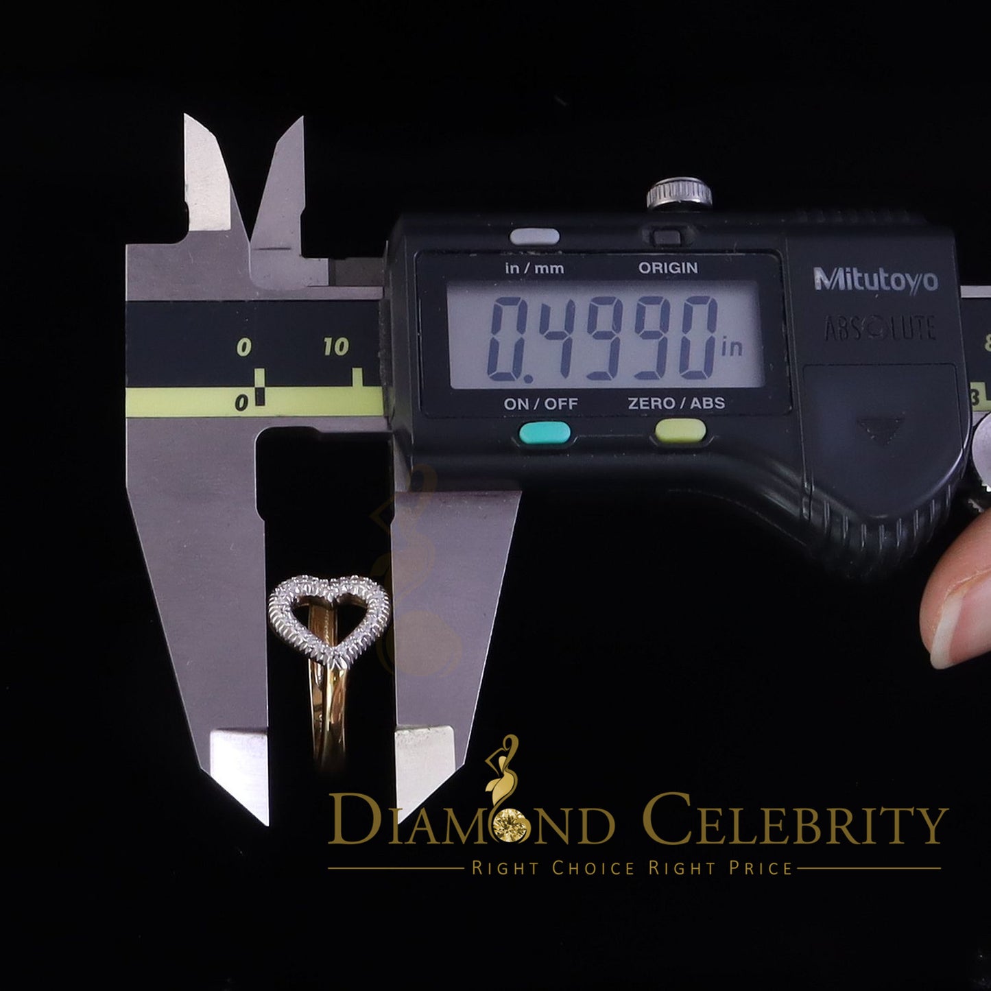 DiamondCelebritees 925 Sterling Yellow Silver 0.22ct Cubic Zirconia Promise Heart Shape Ring Size 7