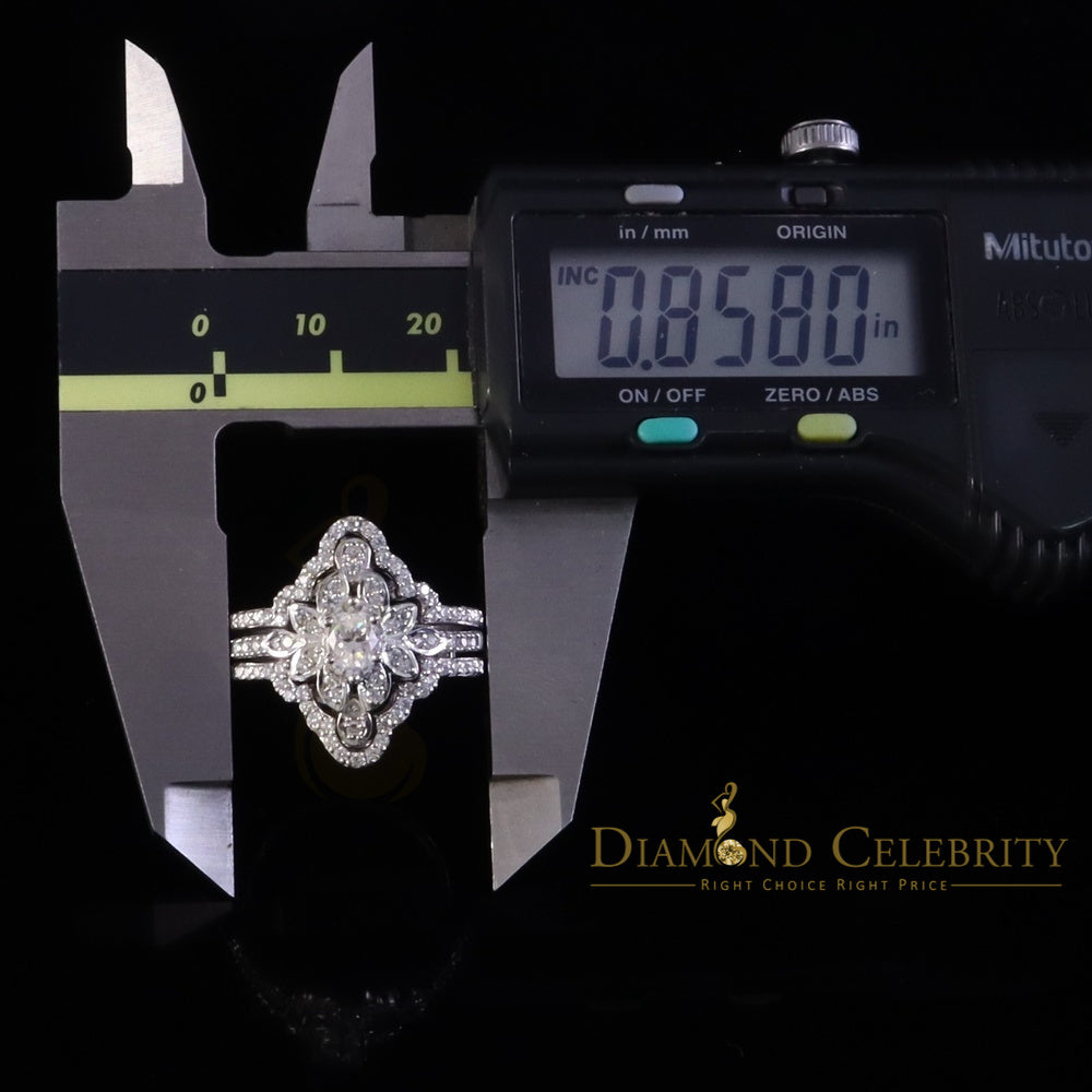 DiamondCelebritees 925 White Silver 2.00ct VVS D Moissanite Fancy Ring W/ Guard in SZ7 for Women