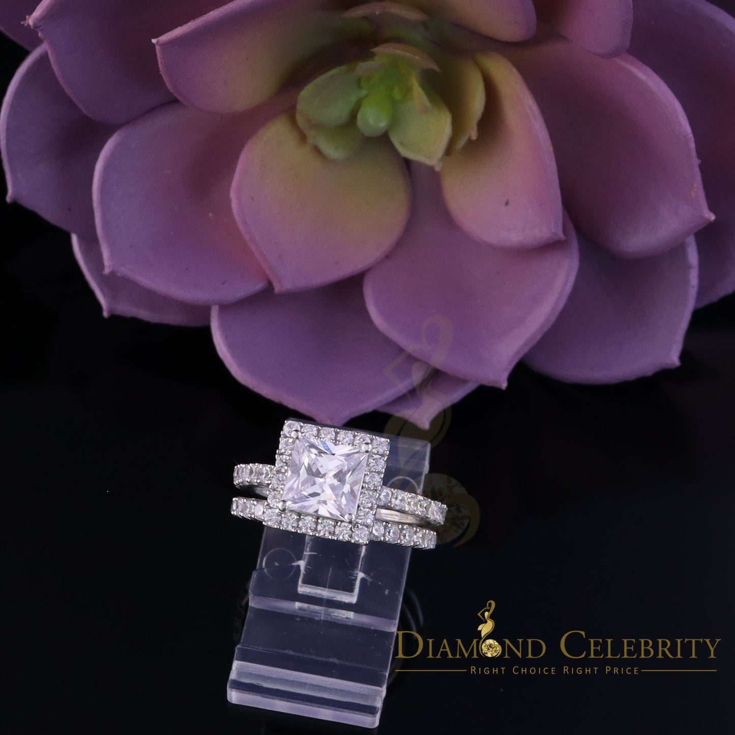 DiamondCelebritees 5.22ct White Cubic Zirconia 925 Sterling Silver Bridal Style Womens Ring SZ 6.5