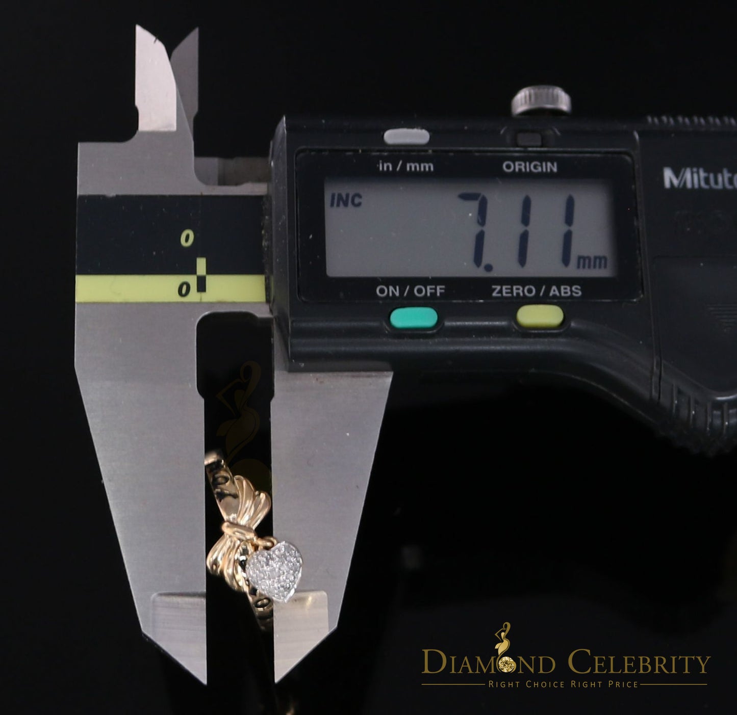 DiamondCelebritees Real 0.05ct Diamond Real 10kt Yellow Gold Fancy LOVE YOU HEART Charm Ring Size 7