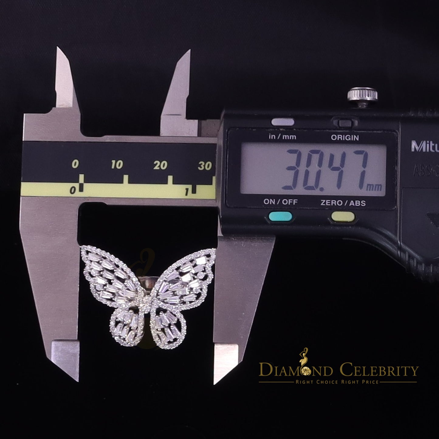DiamondCelebritees Men's/Womens 925 Silver White 1.75ct VVS 'D' Moissanite Butterfly Rings Size 7
