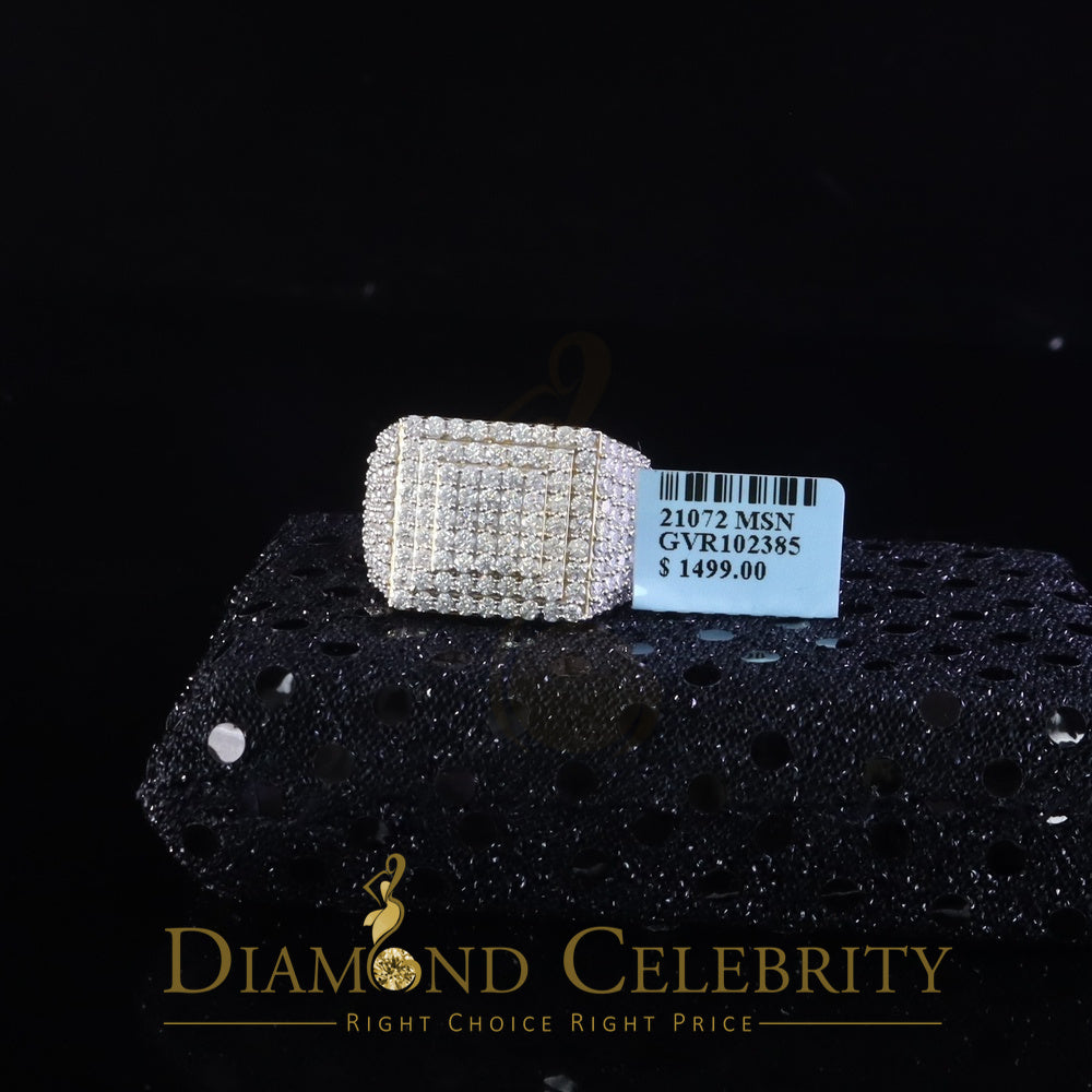 DiamondCelebritees Men's for 925 Sterling Silver 5.00ct VVS 'D' Moissanite Yellow Square Ring SZ 10
