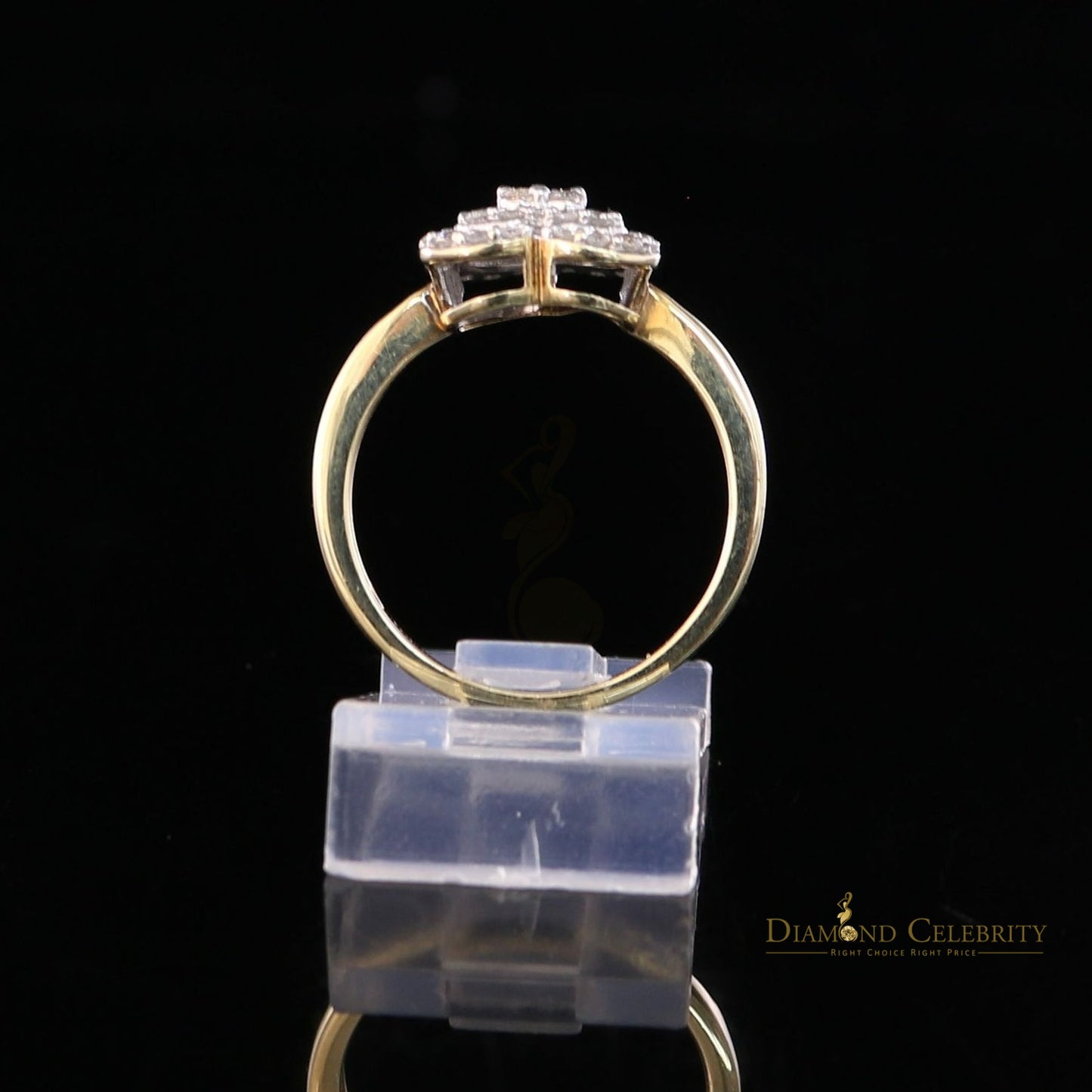 DiamondCelebritees Real 10kt Yellow Gold with 0.50CT Real Diamond ROSE PETAL Shape Womens Ring 6.5