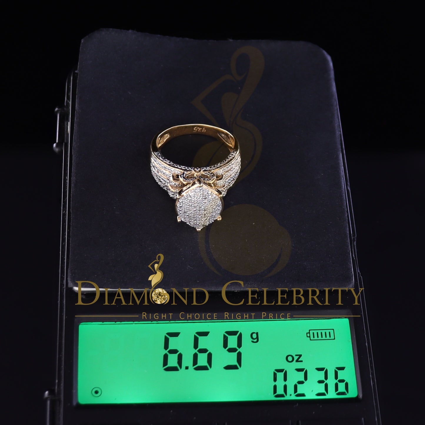 DiamondCelebritees 0.20 CT Real Diamond Womens Sterling SilverYellow Turtle Ring Size 7