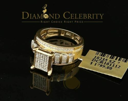 DiamondCelebritees Real Diamond 0.75ct Engagement Silver WomensYellow Rings Size 6.50 Square Shape