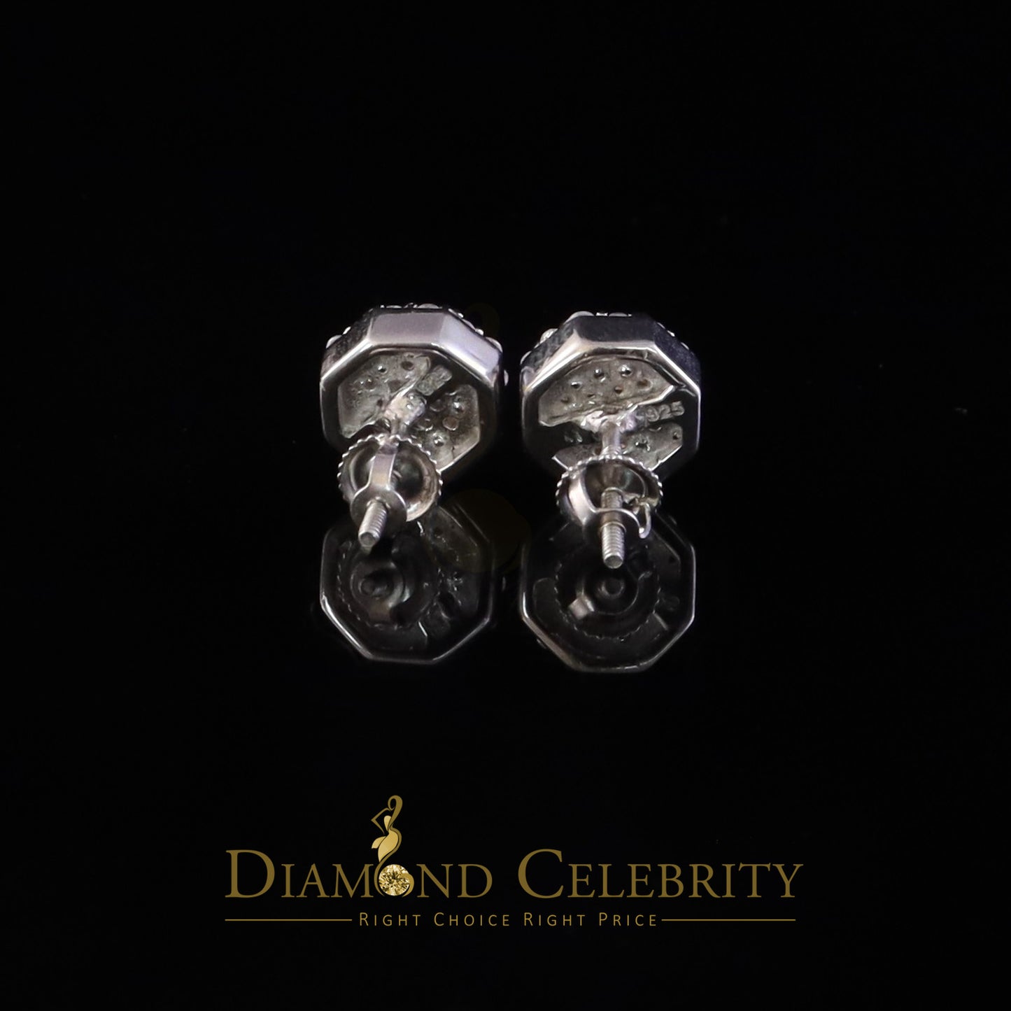 DiamondCelebritees 925 Yellow Silver 0.66ct VVS 'D' Moissanite Octagon Stud Earring Men's/Womens