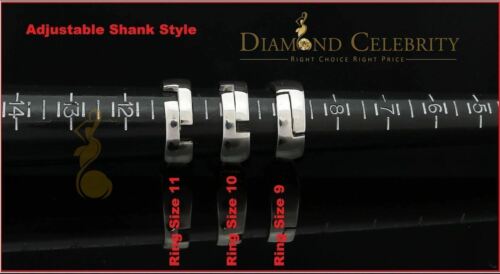 DiamondCelebritees White Sterling Silver11.50ct Cubic Zirconia Men's Adjustable Ring From SZ 9 to11