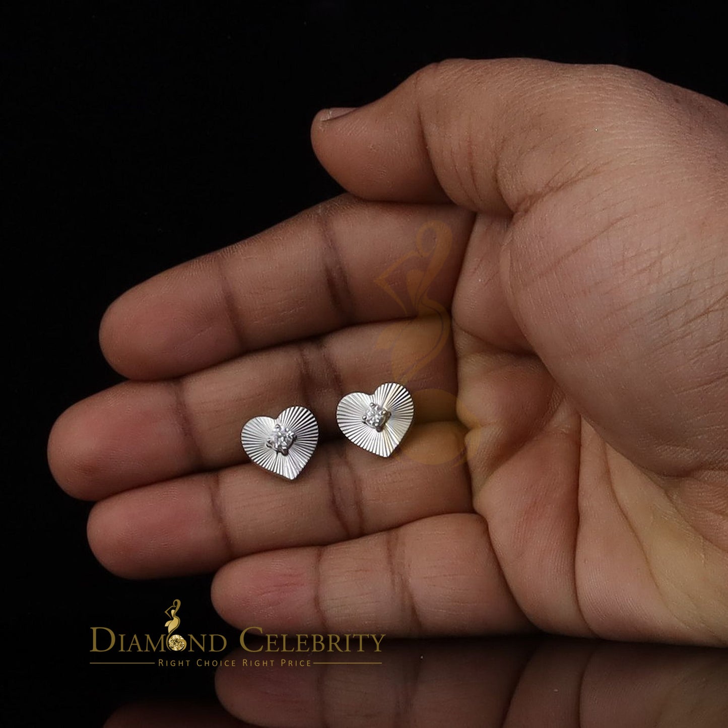 Diamondcelebritees Women's 0.33ct VVS 'D' Moissanite 925 Silver White HEART Diamond Cut Earrings