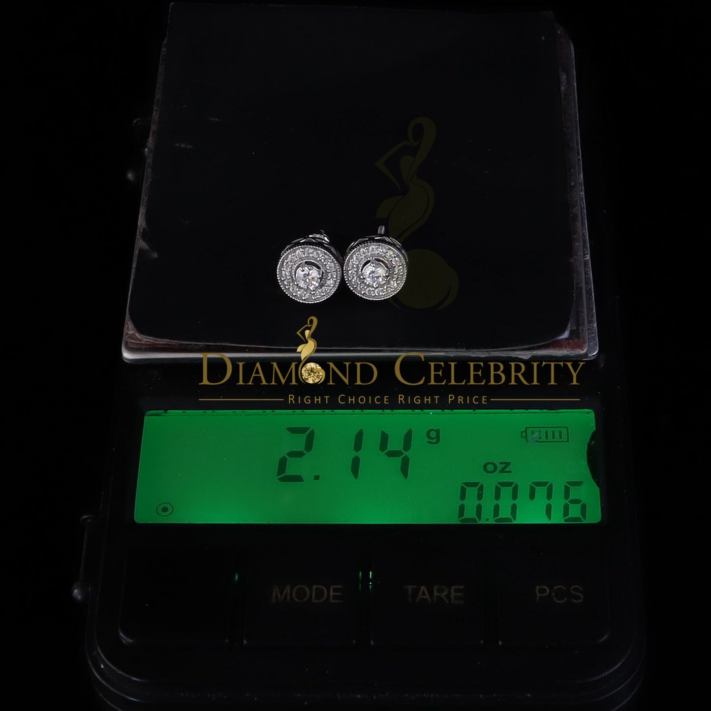 DiamondCelebritees White 0.82ct Sterling Silver 925 Cubic Zirconia Women's Hip Hop Round Earrings
