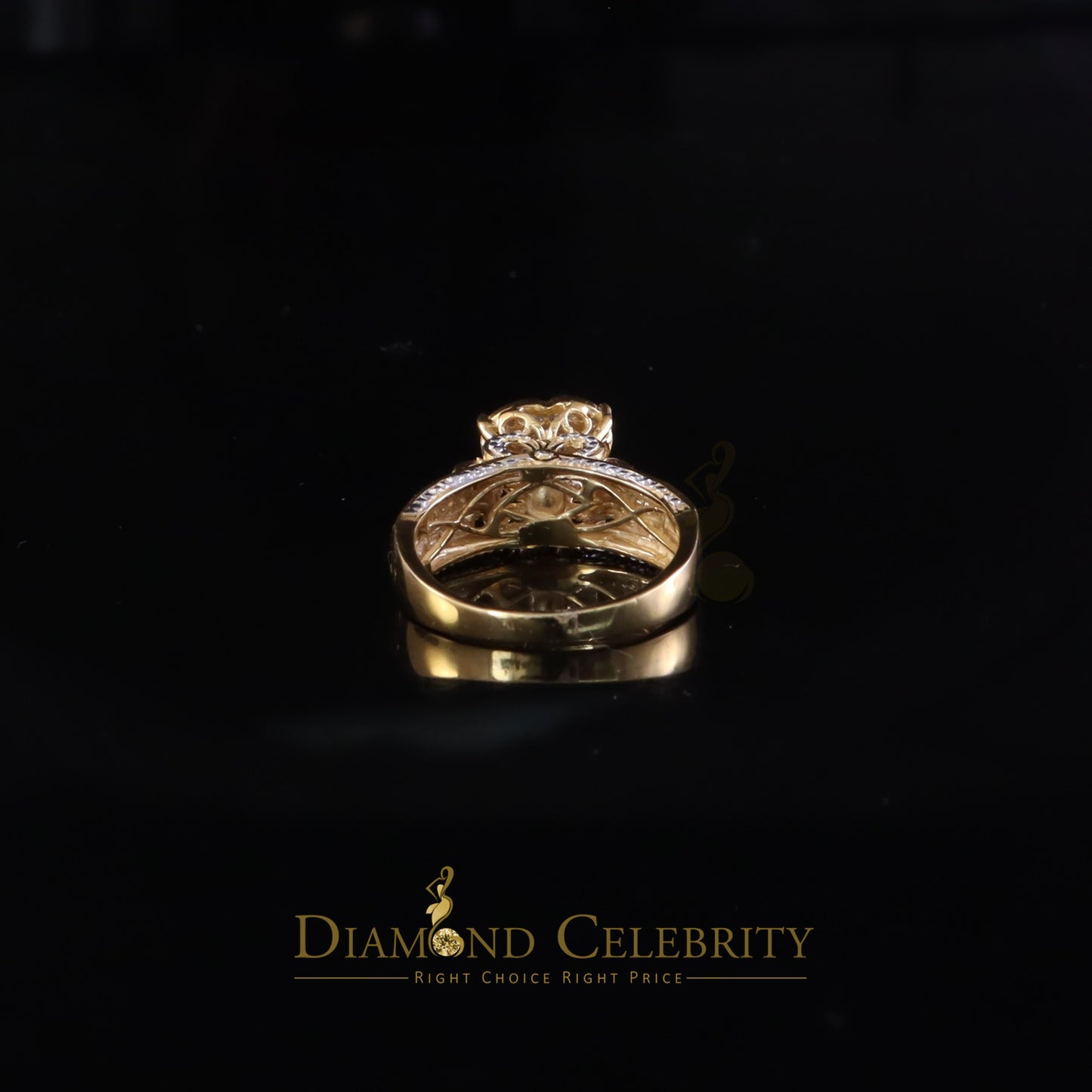 DiamondCelebritees Yellow Silver Heart Ring SZ 7 Real Diamond 0.10ct 925 Sterling Womens Engagement