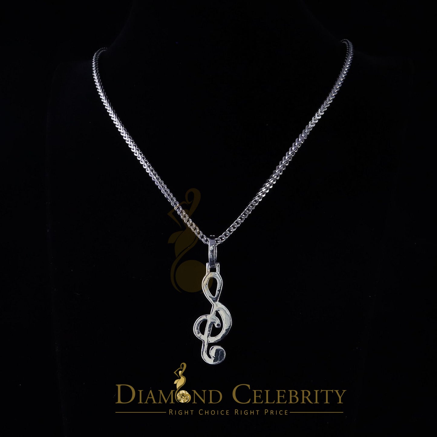DiamondCelebritees Promise 925 White Sterling Silver MUSIC SIGN Pendant with 2.34ct Cubic Zirconia