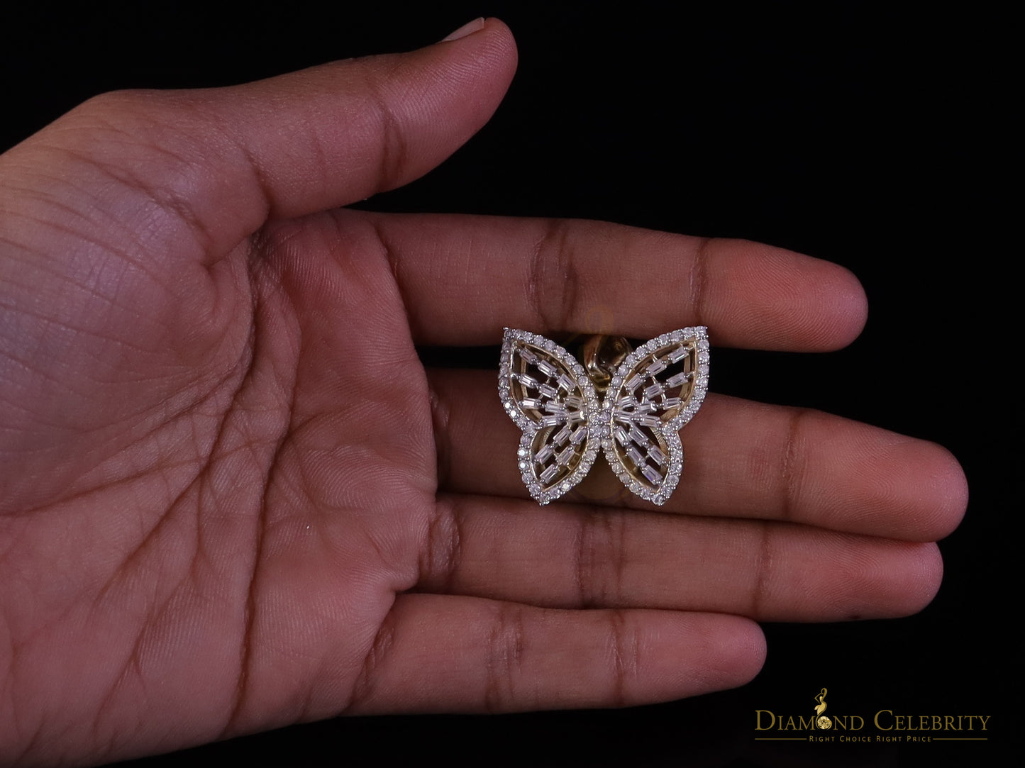 Diamondcelebritees Men's/Womens 925 Silver Yellow 1.75ct VVS 'D' Moissanite Butterfly Pendant