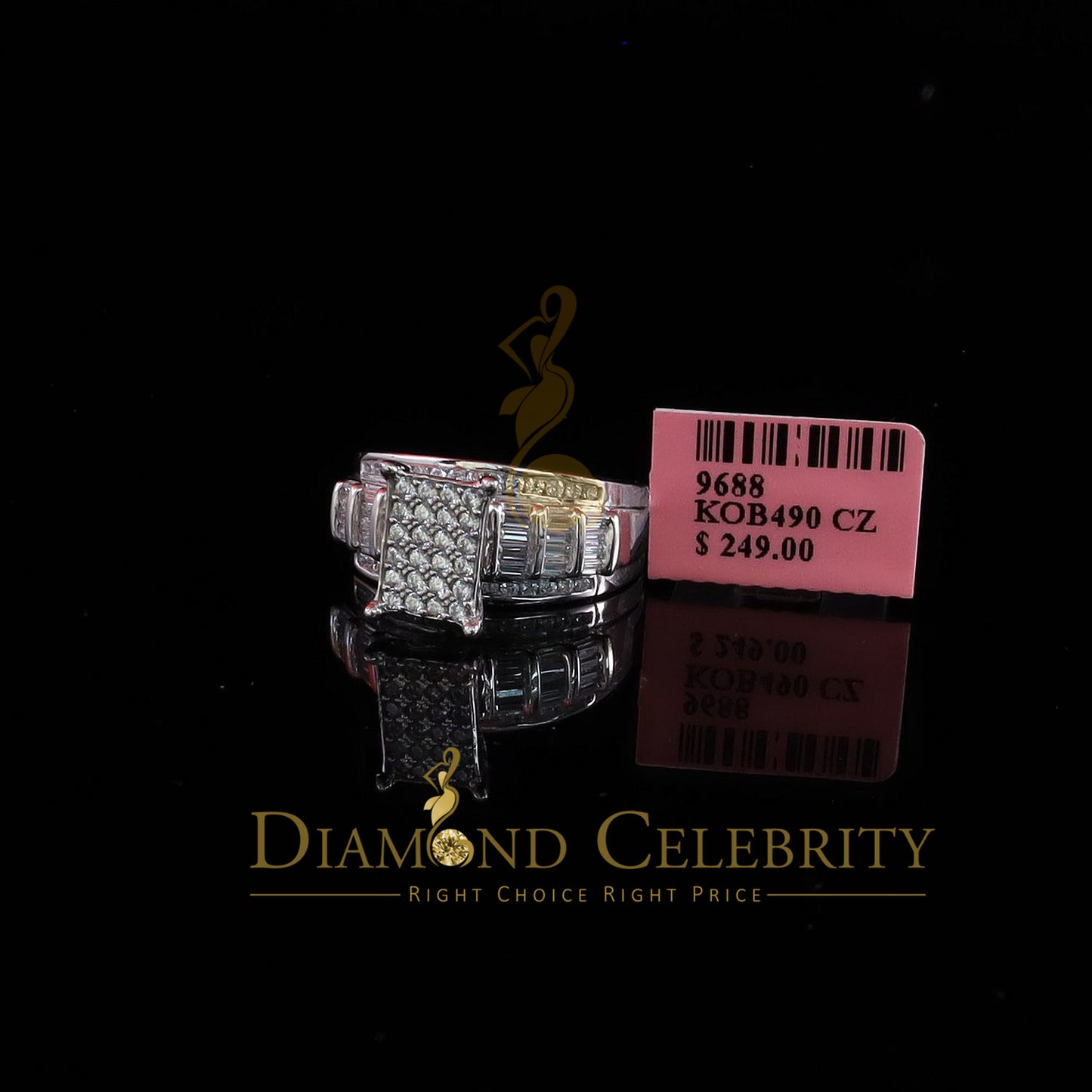 DiamondCelebritees 925 White Silver 1.31ct Cubic Zirconia Cinderella Engagement Womens Rings Size 8