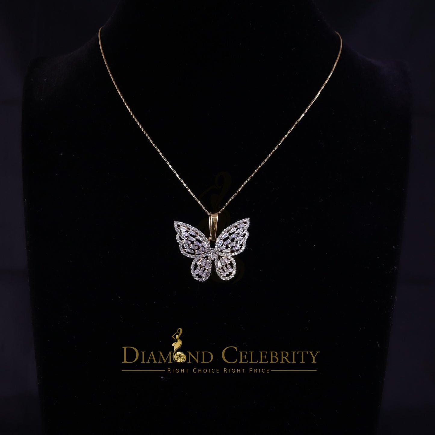 Diamondcelebritees Butterfly Pendant Men's/Womens 925 Silver Yellow 1.75ct VVS 'D' Moissanite