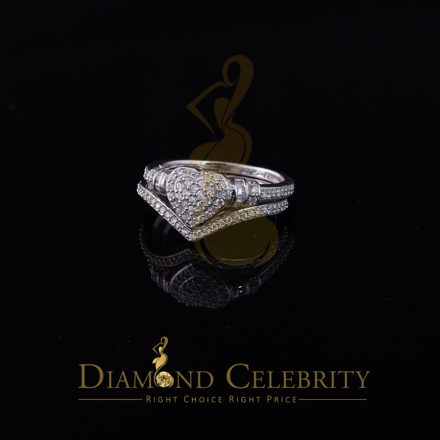 DiamondCelebritees White 925 Sterling Silver Heart Cubic Zirconia 1.11ct Womens Engagement Ring SZ7